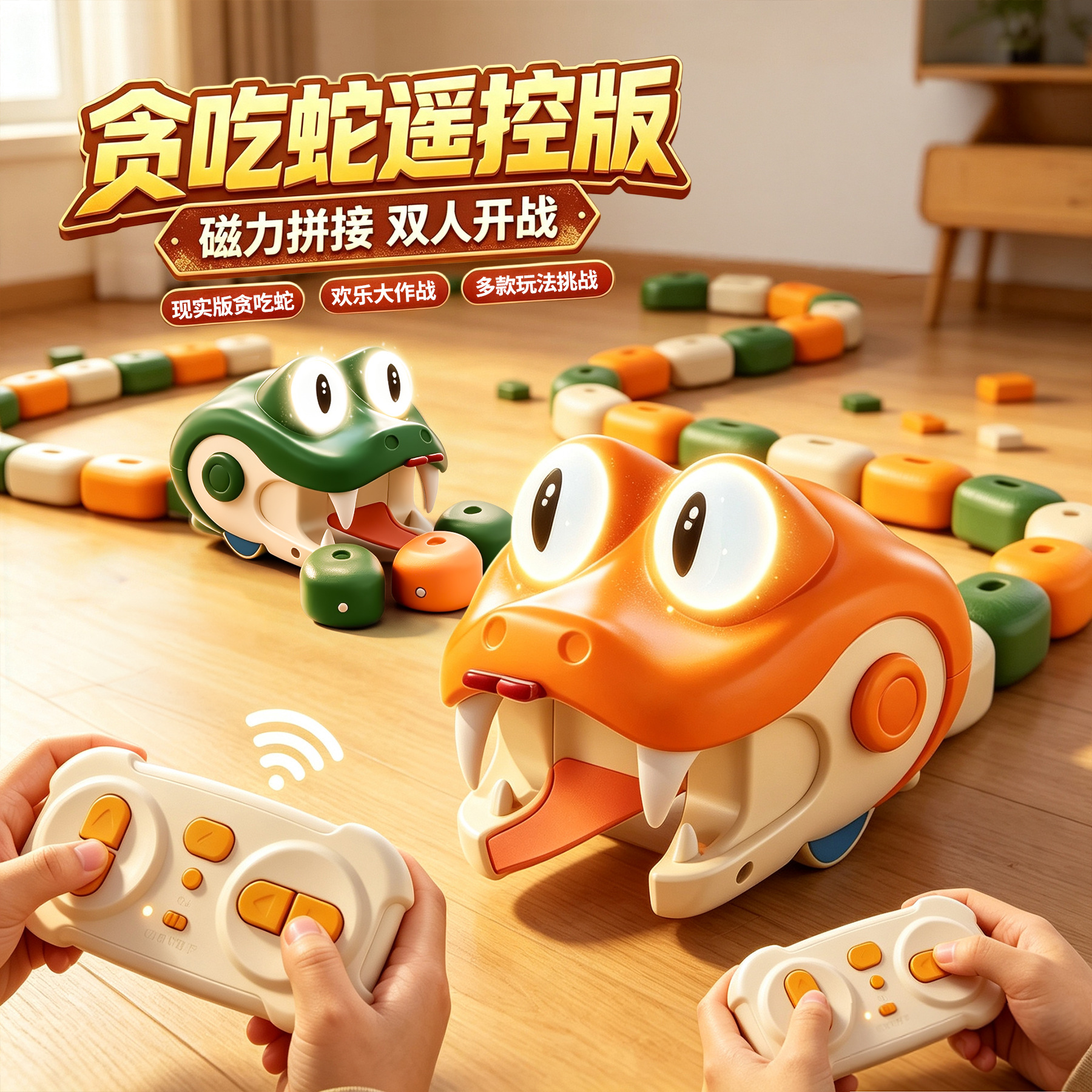 Remote Control Hungry Snake Battle: Magnetic Suction Bead-eating Car,...