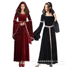 跨境万圣节服装成人欧美中世纪复古宫廷小红帽服吸血鬼女巫戏服
