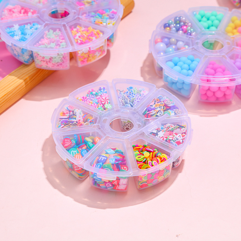 八格丸箱収納カラービーズソフト陶糖粒diyクリームゴム携帯ケース製作アクセサリー樹脂部品材料|undefined