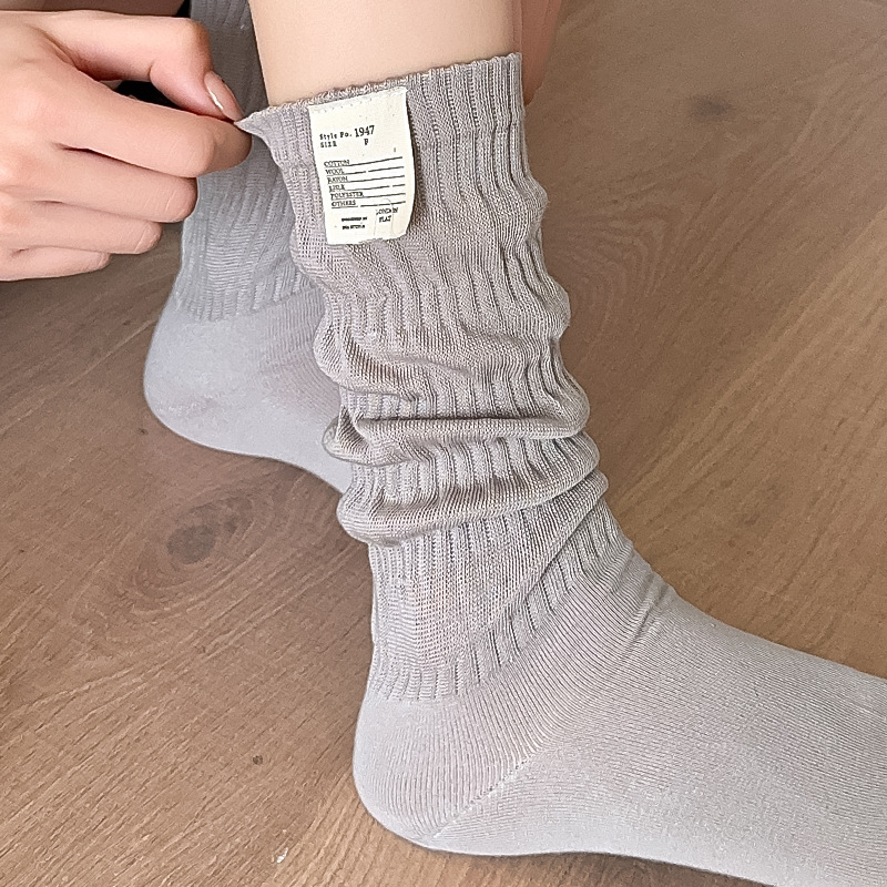Calcetines grises de mujer estilo de ballet coreano de moda de tela sólida calcetines de pila de algodón primavera y otoño calcetines suaves