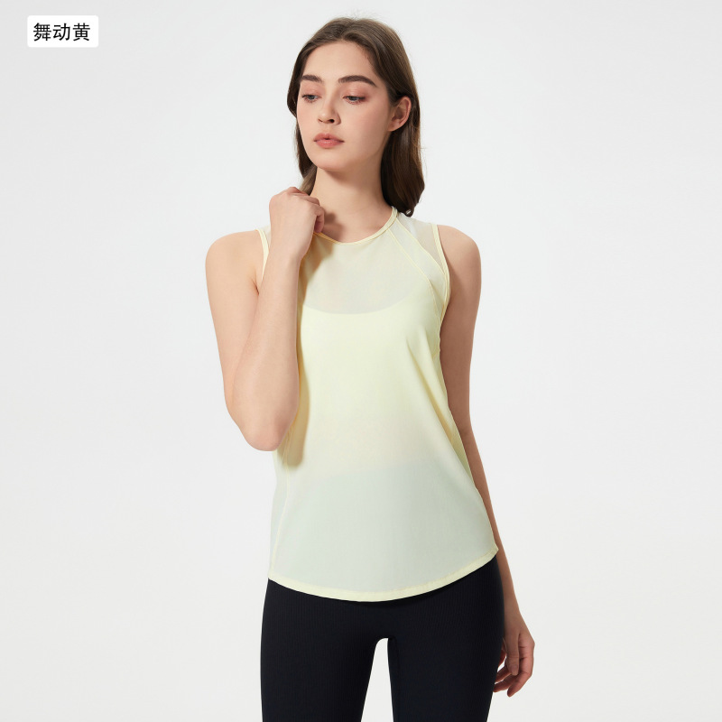 速乾通気透かし彫りベスト軽薄運動ブラウスヨガ服フィットネス美背ノースリーブ上着女性DT051|undefined