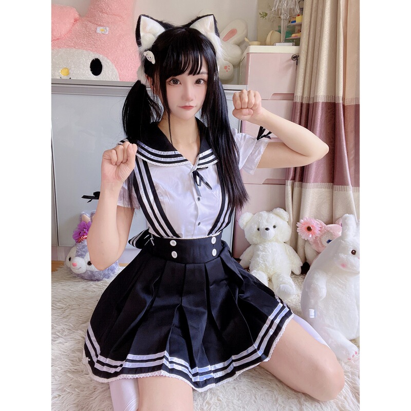 Japanese soft girl college style JK uniform anime Hell cos Navy style sailor suit sweet girl cute student suit