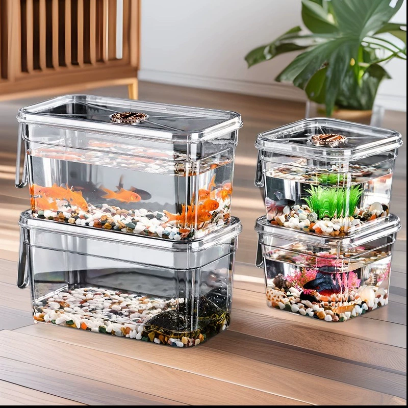 Прозрачный пластиковый микроландшафт с крышкой ручка маленький аквариум с золотыми рыбками столешница может наложить аквариум для гостиной аквариум для черепах