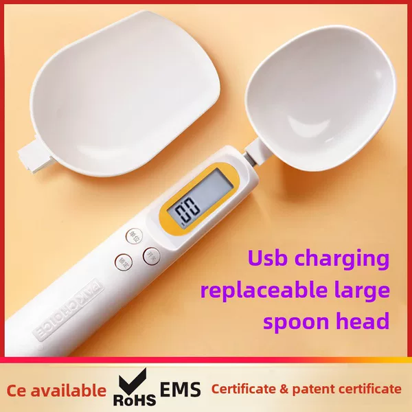 Spoon scale usb rechargeable complementary food weighing 0.1g mini electronic scale kitchen baking weighing scale cat and dog food scale