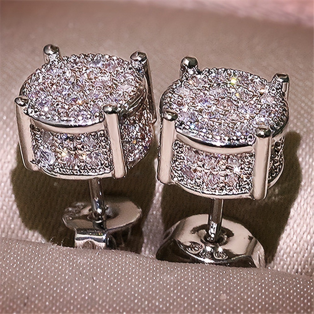 Amazon temu cross-border explosions men's and women's earrings round round rhinestone earrings manufacturers wholesale