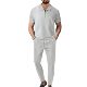 2025 spring and autumn new European and American foreign trade men's solid color suit waffle lapel short sleeve zipper trousers suit