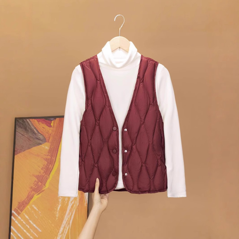 New Lightweight Down Jacket Vest Women's Warm Slim-fit V-neck 90 White Duck Down Vest 251 New Lightweight Down Jacket Vest Women's Warm Slim-fit V-neck 90 White Duck Down Vest 251
