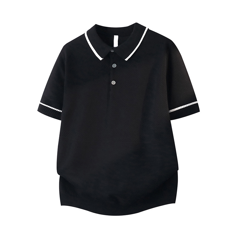 Polo camiseta de punto camiseta de manga corta hombre collar color antiguo estilo de negocios camiseta de hielo de verano fábrica transfronteriza al por mayor