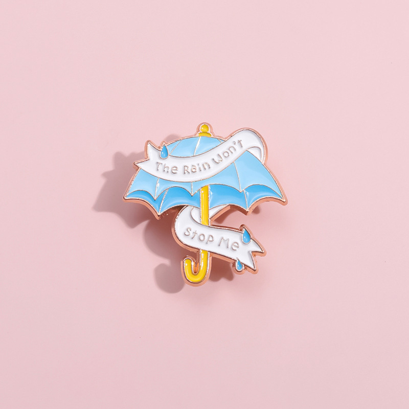Creative New Blue Umbrella Styling Badge Cartoon Alphabet Rain Won't Stop Me Alloy Brooch Alphabet Pins Creative New Blue Umbrella Styling Badge Cartoon Alphabet Rain Won't Stop Me Alloy Brooch Alphabet Pins