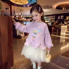 女童连衣裙2025秋季新款小女孩早秋长袖秋装洋气时髦卫衣裙