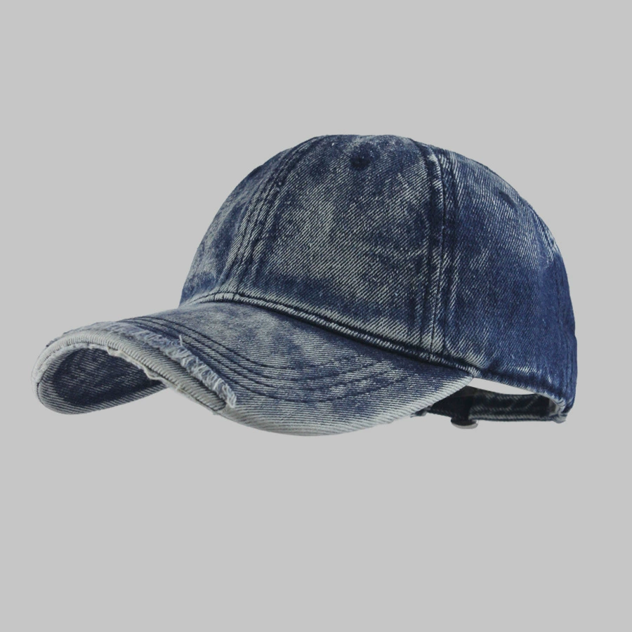 Denim baseball cap, leisure adjustable hat, washed look, size M (56–58 cm)