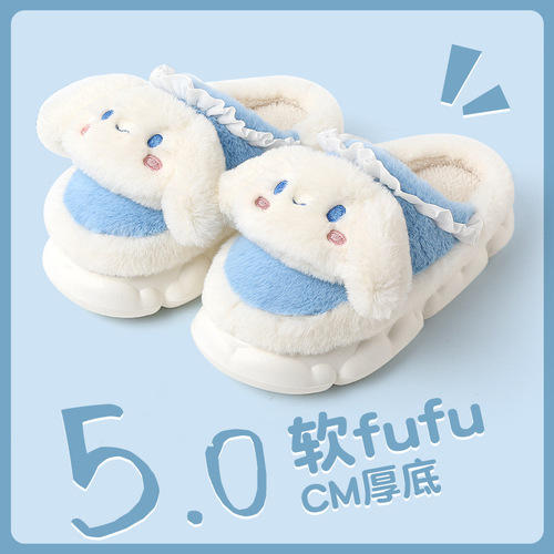 Sanrio cotton slippers for women in winter, couples' home warm thick-soled cute furry slippers wholesale
