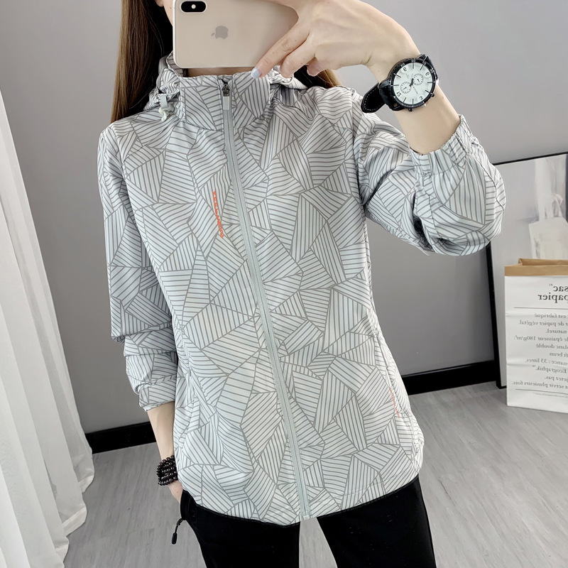 Primavera y otoño delgada de una sola capa elástica chaqueta al aire libre para hombres y mujeres ropa de abrigo a prueba de viento camuflaje casual