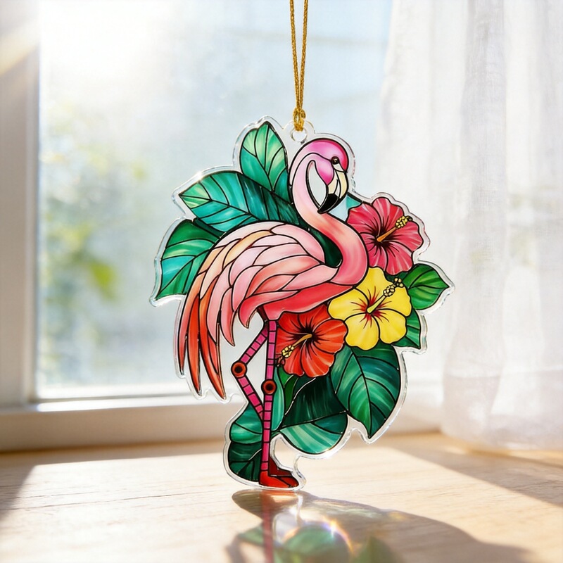 Etsy hot-selling acrylic pendants, colorful flamingo decorations, living room and garden ornaments, sun catchers wholesale