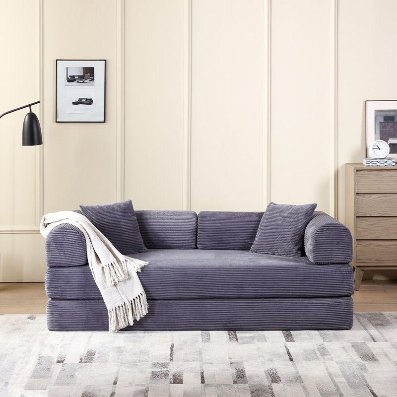 High-Density Sponge Compressed Sofa, Small-Sized Three-Seater Corduroy Sofa Bed for Living Room, Exclusively for Cross-Border Export