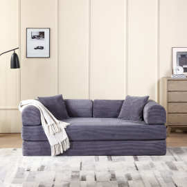 外贸意式高密度海绵压缩沙发小户型三人位灯芯绒沙发床客厅沙发