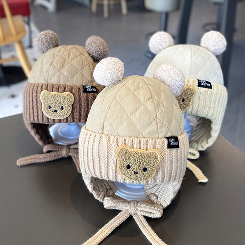 Baby hat autumn and winter style for boys and girls cute bear ear protection hat winter baby head warm Lei Feng hat winter