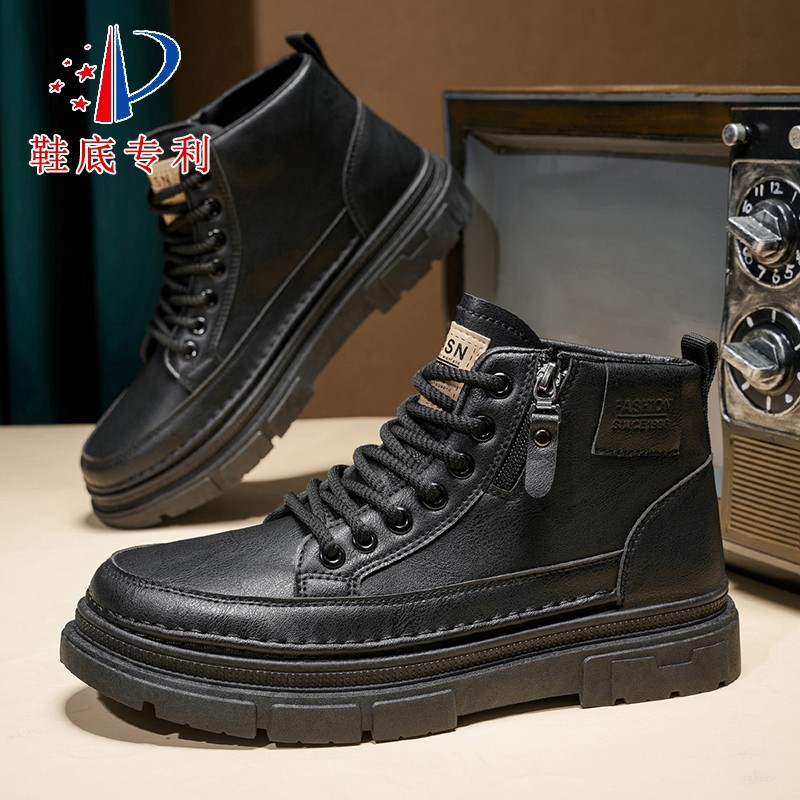 BOTAS Martin de alta gama patentadas zapatos masculinos nuevos zapatos de protección laboral en otoño zapatos negros antideslizantes y resistentes al desgaste zapatos de trabajo botas cortas