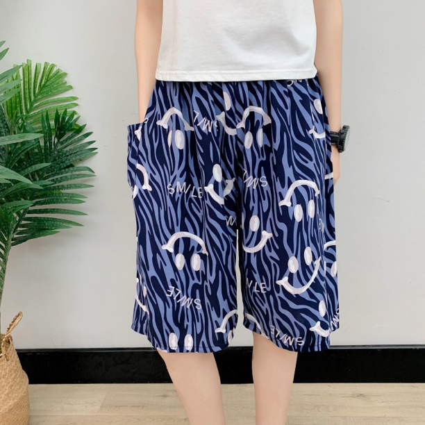 Pantalones cortos de algodón artificial para hombres de verano, pantalones, pantalones de playa, pijamas de seda, pantalones para el hogar, más gordos y pantalones casuales