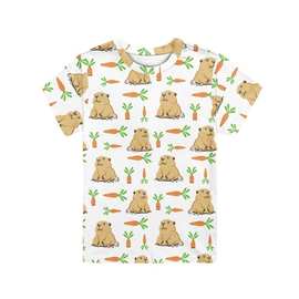 亚马逊爆款土拨鼠印花圆领短袖T恤休闲宽松儿童上衣短袖代发