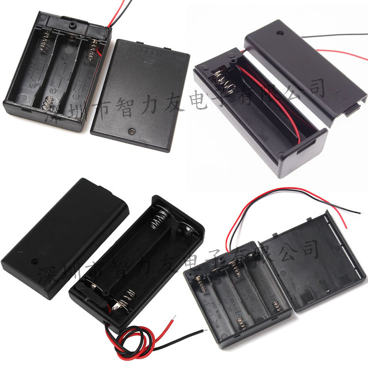 5号电池盒 1/2/3/4/5/6/8/10节 AA 五号 有盖 带开关 并排带线