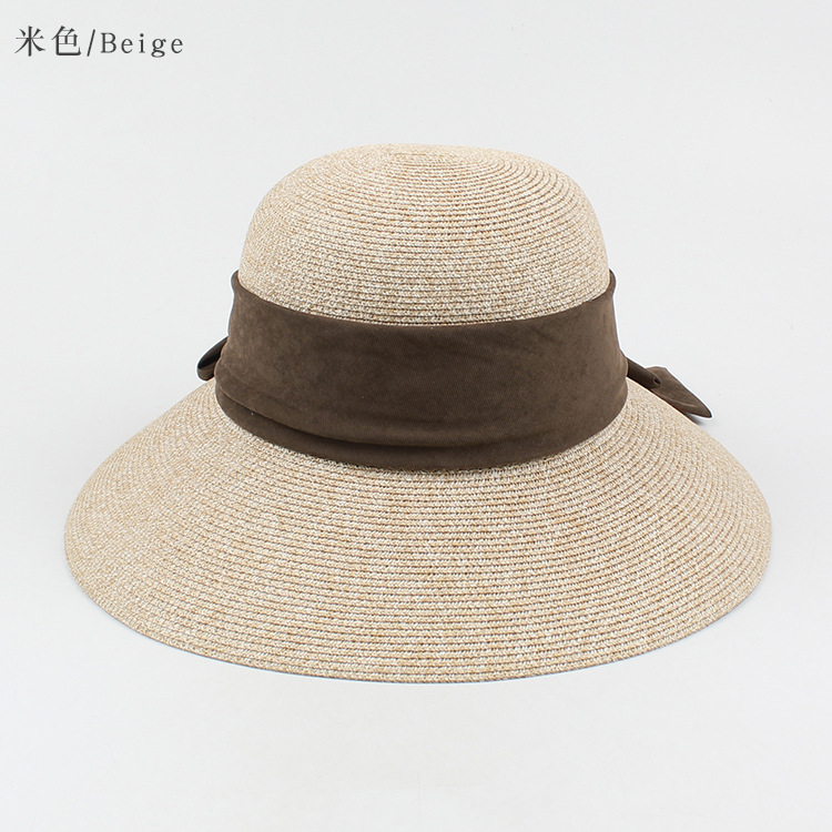 Korean Bow Big Eaves Sunscreen Straw Hat display picture 15