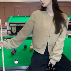美式复古短款棒球服外套女春秋季新款设计感小众宽松休闲夹克上衣