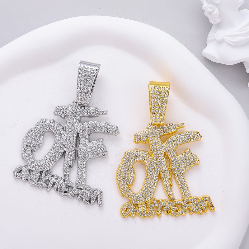 109g Weight Alloy Pendant Material IG Style Hip-Hop Letter Alloy Inlay Rhinestones Unisex Pendant Necklace Necklace Pendant Men Pendant Necklaces