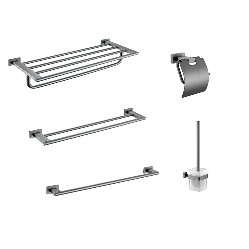 北欧风304不锈钢枪灰毛巾杆浴室卫生间置物架酒店壁挂毛巾架挂件