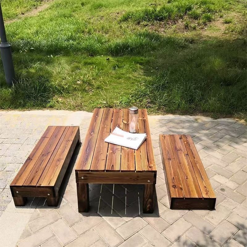 Vintage manicure table for one or two people, indoor elevated platform, anti-corrosion wood platform, outdoor garden platform