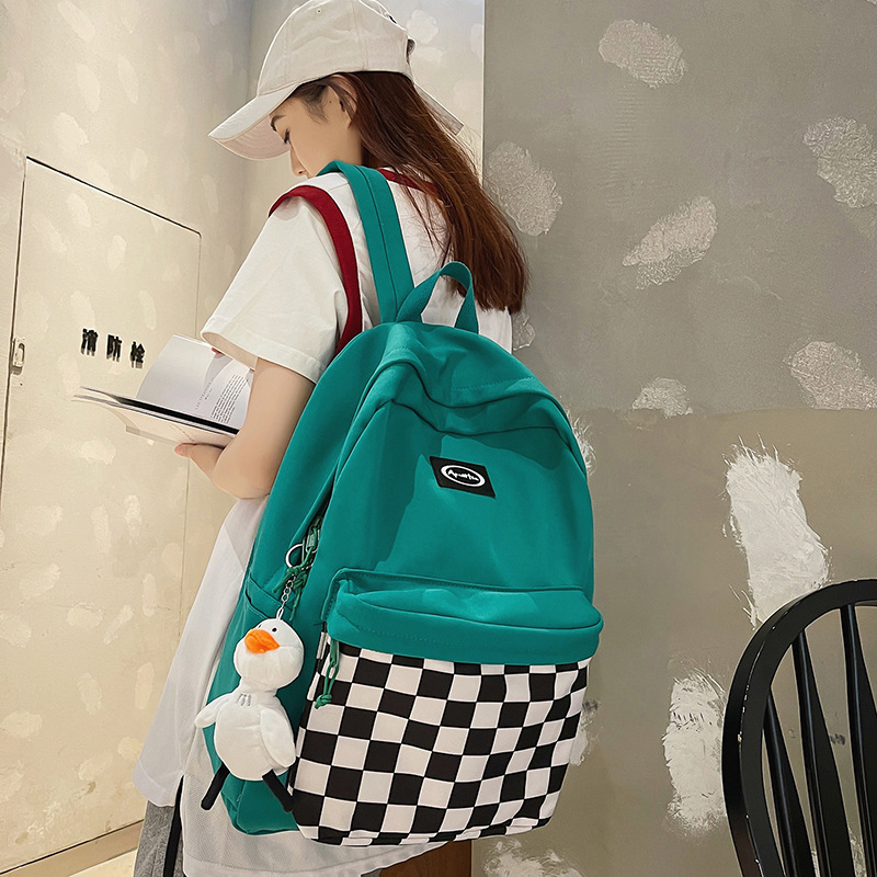 Chessboard Plaid estilo preppy Junior High School estudiante mochila de gran capacidad mochila mujer marca de moda estilo coreano Plaid mochila casual