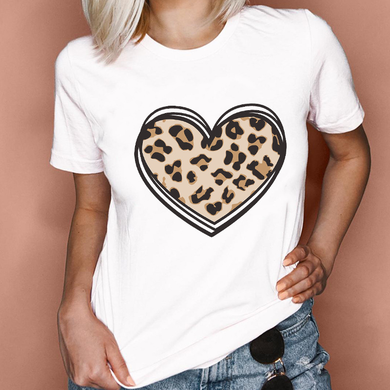 Women's T-shirt Short Sleeve T-shirts Printing Fashion Heart Shape display picture 14