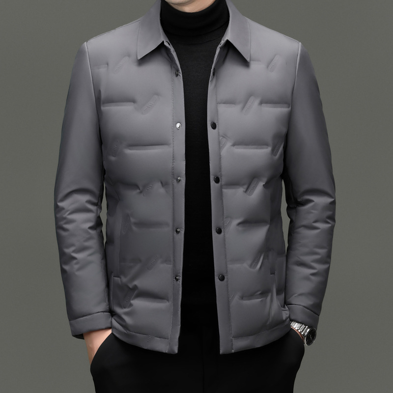 【Lightweight down Jacket】Tommy's New Autumn and Winter Men's down Jacket, Versatile Lapel 90% White Duck down Coat