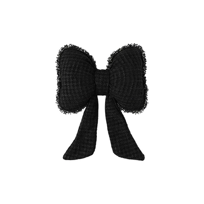 Blue Rain Original Car Headrest and Lumbar Support, Simple Solid Color Butterfly-Shaped Car Neck Pillow, Comfortable Chanel-Style Car Cushion (Waist support) - lace-small-fragrant-style-streamer-headrest-black