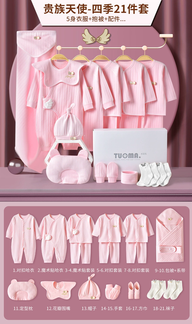 Tuoma Kids Cotton Baby Gift Set in Gift Box – Newborn Bodysuits & Accessories
