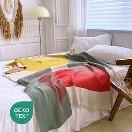 全棉几何不规则针织毛线毯 办公午休毯空调毯 长沙发毯床毯子