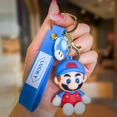 Cartoon sitting Super Mario keychain cute Mario doll pendant car key chain ring pendant wholesale