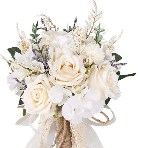 Bouquet bride ribbon beaded Korean wedding simulation rose bouquet photo studio bride bouquet shooting props