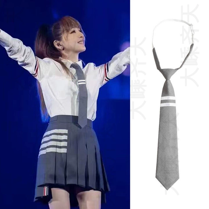 Женская короткая полосатая рубашка JK в стиле колледжа серого цвета в стиле ретро с завязками вручную от Cyndi Wang, мужская рубашка DK.