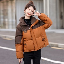 时尚短款棉衣女撞色翻领2025棉服冬新款洋气显瘦小个子棉袄外套女