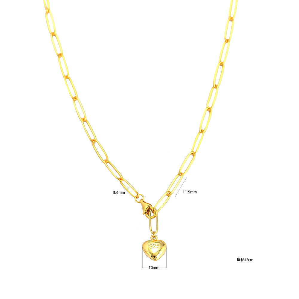 Fashion Heart Shape Silver Necklace Patchwork Stainless Steel Necklaces