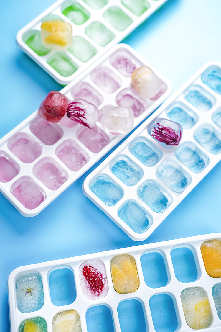 6-compartment 14-compartment square ice cube mold, silicone soft-bottomed ice cube box with lid easy to remove, homemade ice cube box