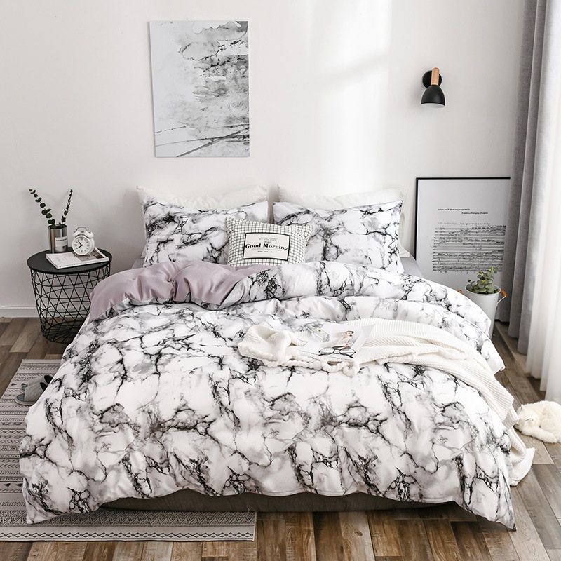 AliExpress Amazon wish pola marmer murni cetak polos selimut penutup seprai tiga atau empat buah set tempat tidur