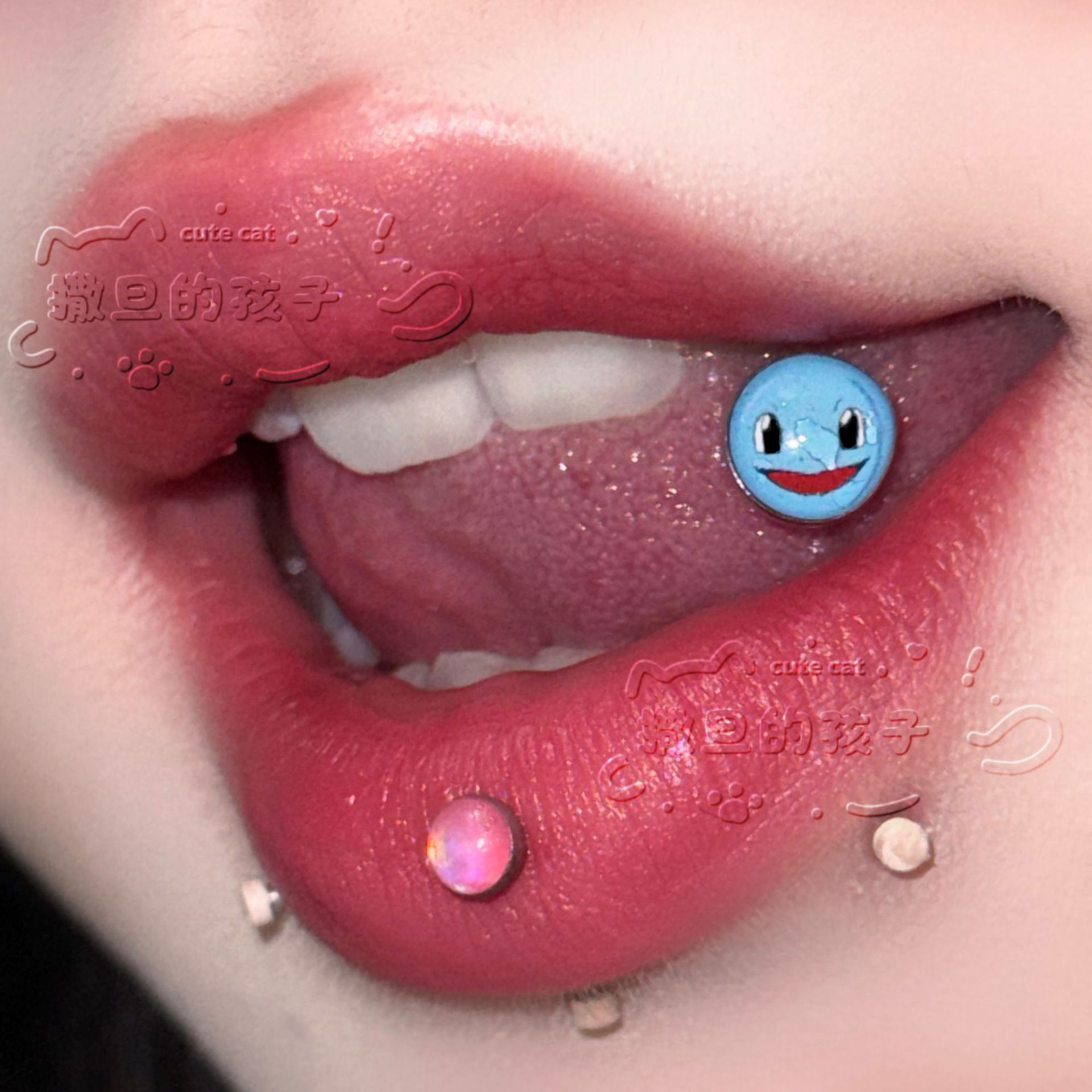Pointed labret stud close-up product detail