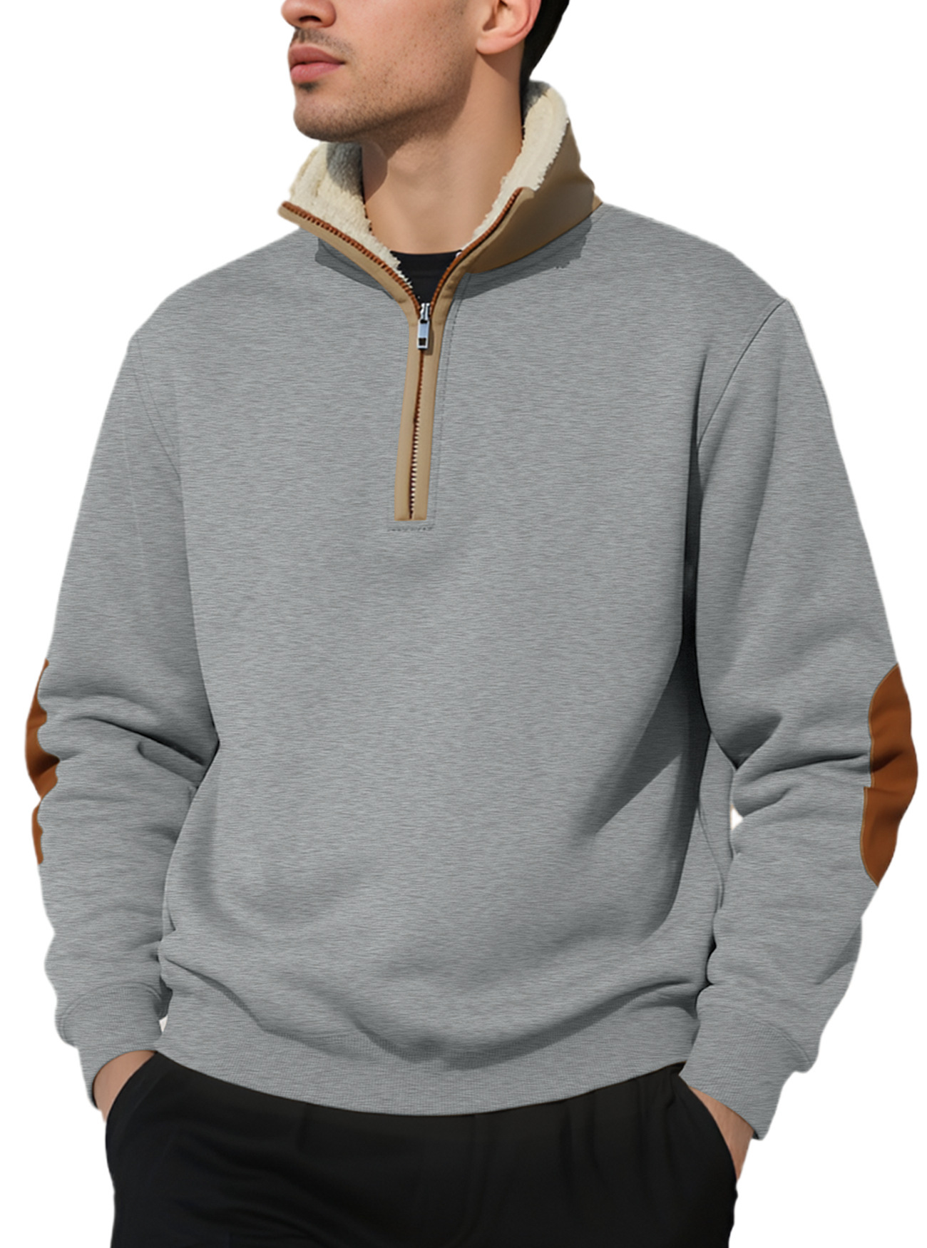 Europa y los Estados Unidos transfronterizos TEMU nuevo tipo de suéter Amazon retro cuello medio abierto hombre de manga larga suéter casual estadounidense
