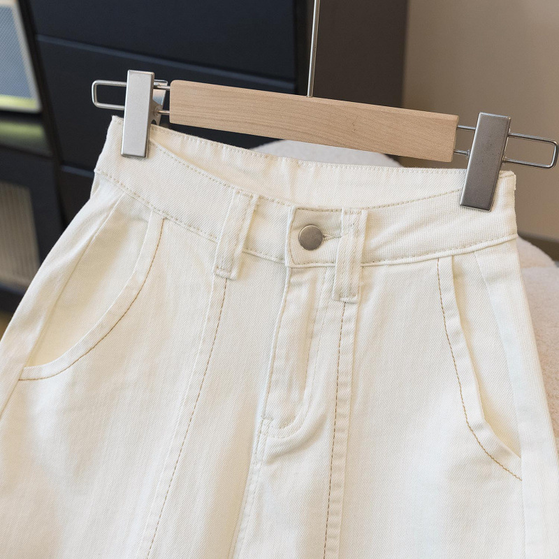Albaricoque jeans de piernas anchas para mujeres 2026 caño explosivo tamaño grande en forma de pera figura suelta y delgada machete nueve pantalones image 2