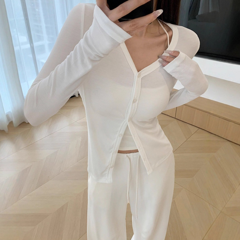 2025 Autumn New Fresh Pure Desire Slim Waist Single-Breasted Breathable Slimming Comfortable Cardigan Top for Women