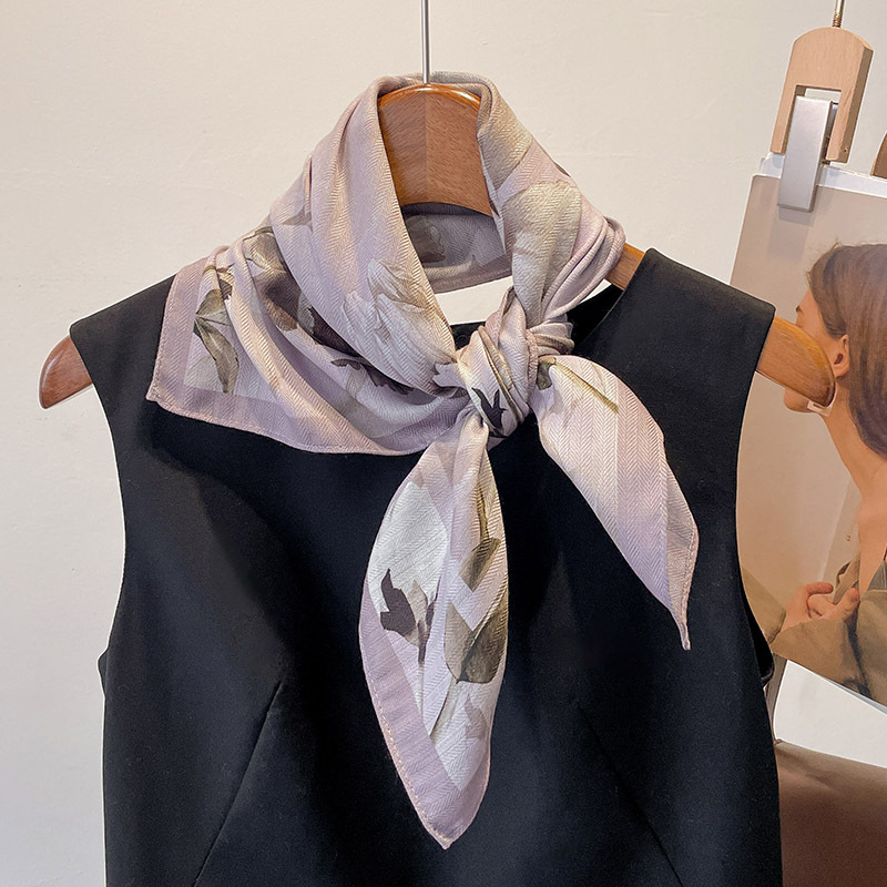 Women's Simple Style Flower Polyester Silk Scarf display picture 4