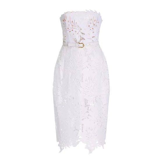 Thirteen lines wholesale cross-border exclusive for tube top maple leaf lace belt slim bandage dress dress seaside degree