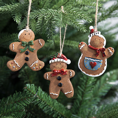 New Christmas tree fried gingerbread man pendant Christmas creative resin ornaments pendant scene arrangement pendant